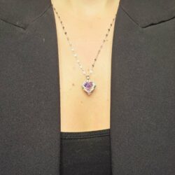Heart-purple-silver-necklace